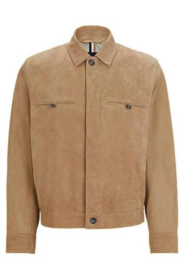 Jacket In Soft Suede In Khaki Product Image