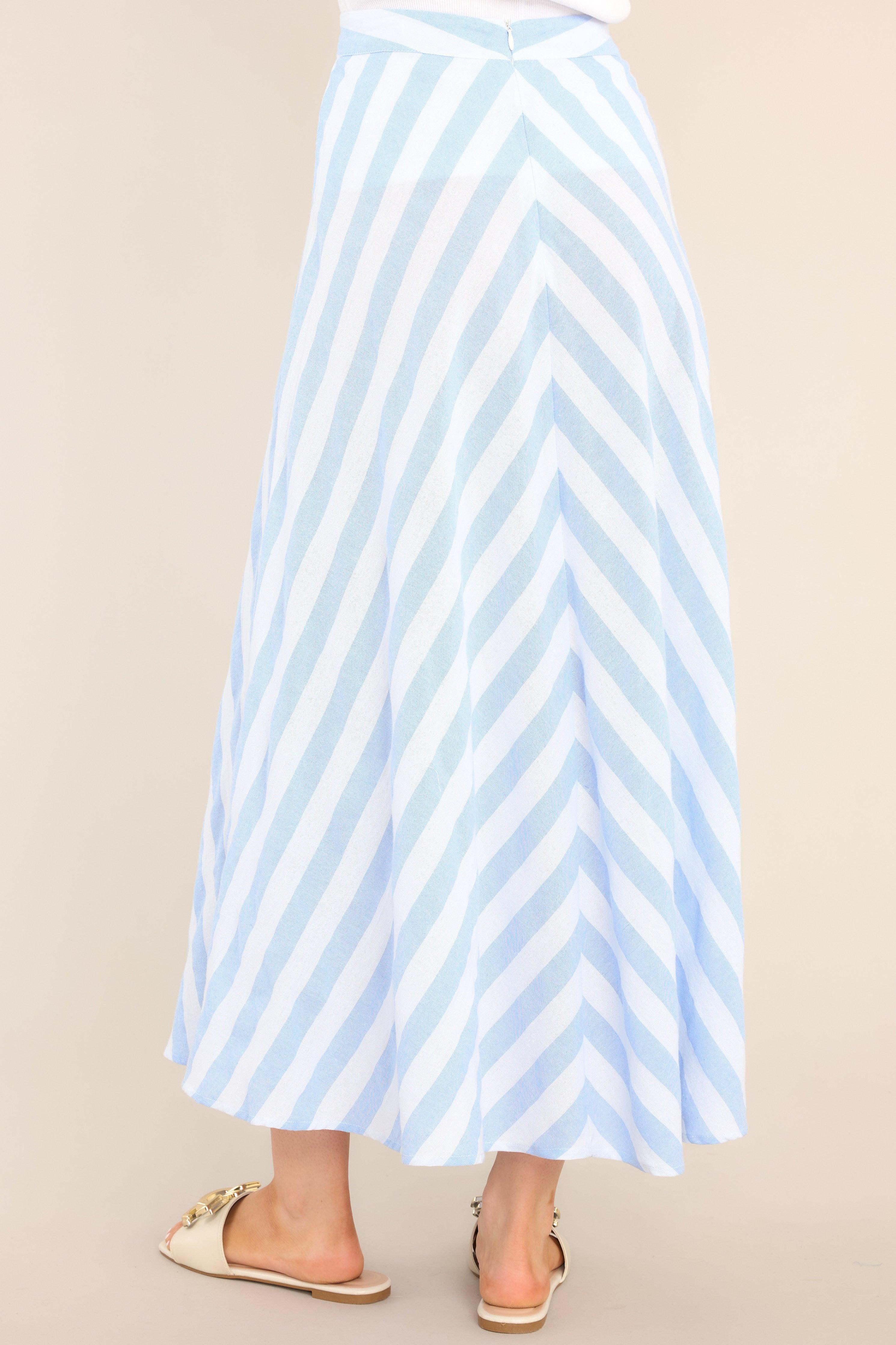 What To Say Light Blue & White Striped Maxi Skirt Product Image