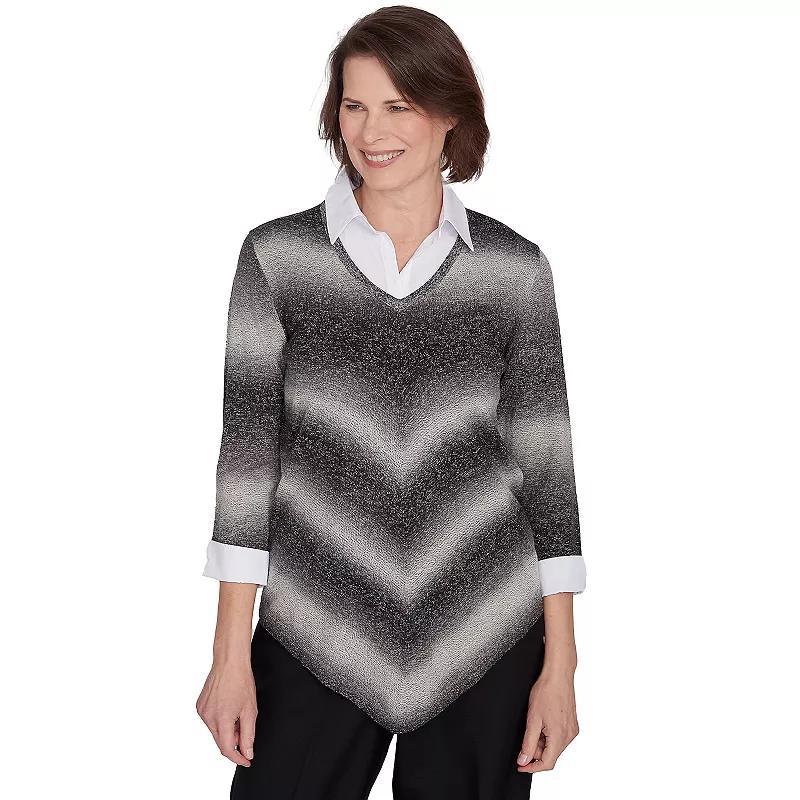 Womens Alfred Dunner Chevron Ombre Woven Sweater Blue Product Image