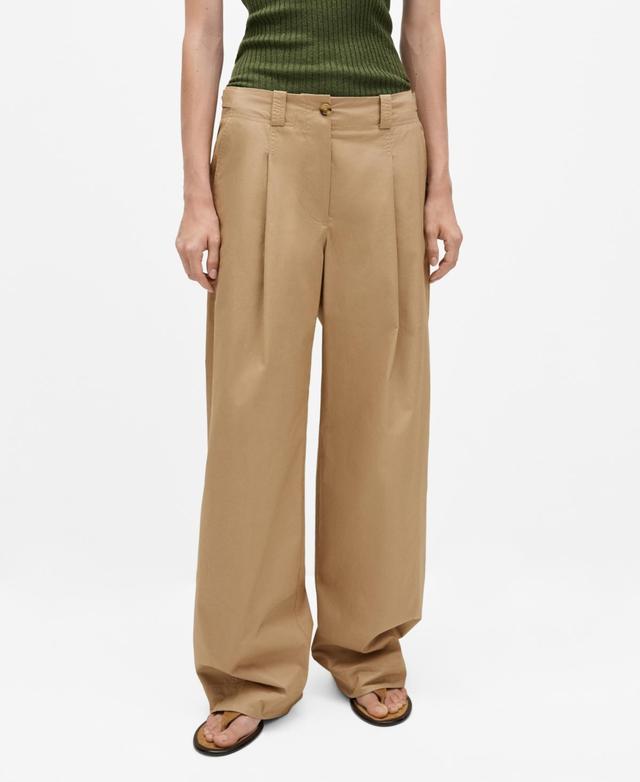 Mango Womens Wide Leg Pleated Pants Product Image