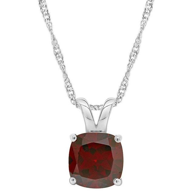 Alyson Layne 14k Gold Cushion Garnet Pendant Necklace, Womens 14k White Gold Product Image