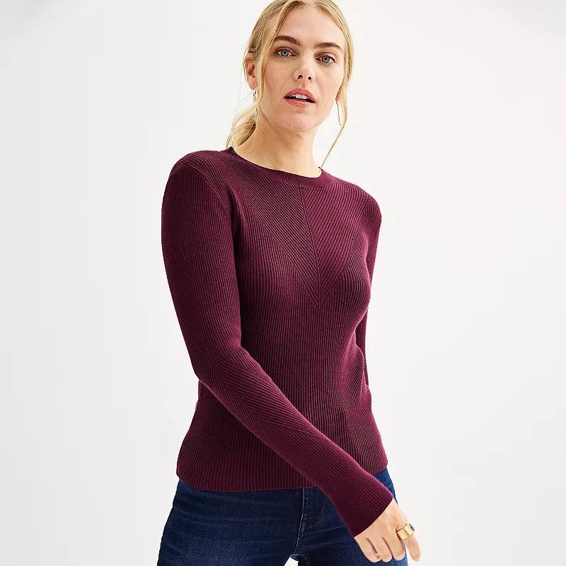 Petite Nine West Crewneck Rib Pullover, Womens Product Image