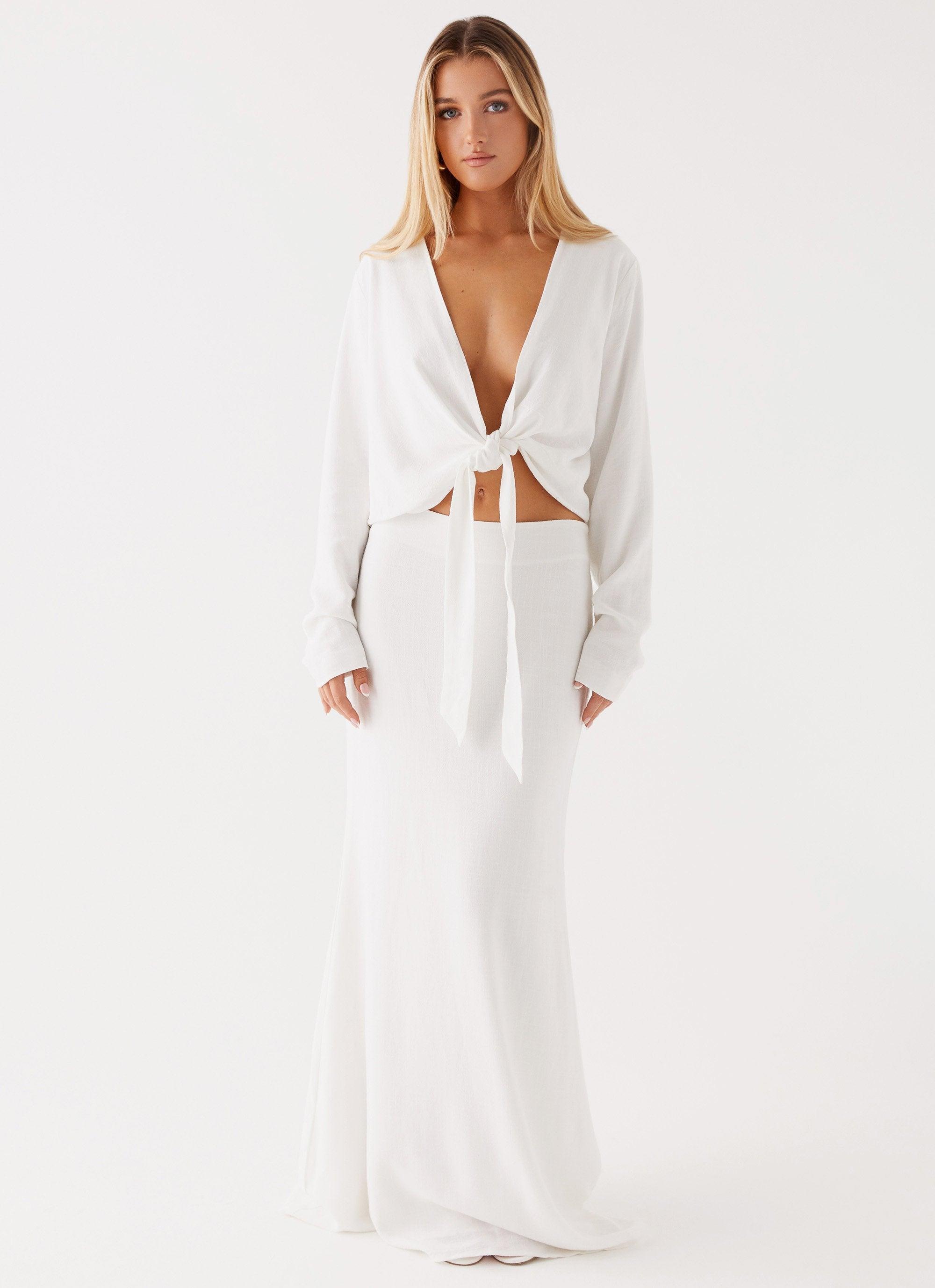 Parker Linen Maxi Skirt - White Product Image