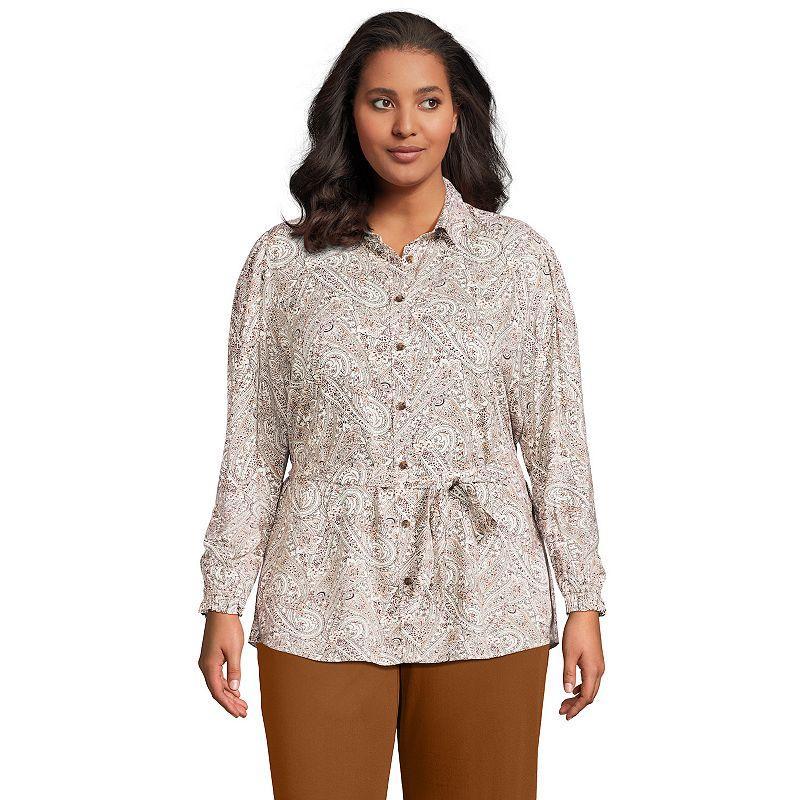 Plus Size Lands End Womens Tie Waist Shirt Product Image