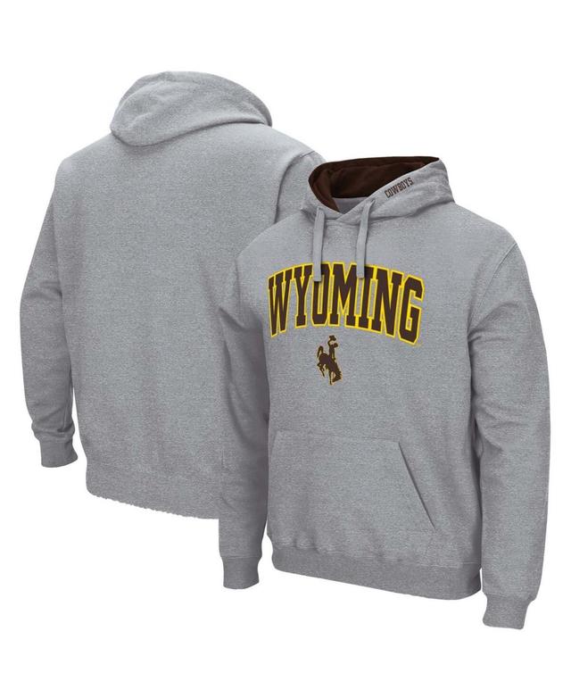 Mens Colosseum Heathered Gray Wyoming Cowboys Arch and Logo Pullover Hoodie Product Image