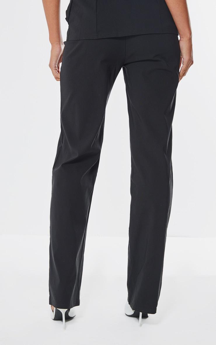 Black Stretched Woven Straight Leg Trousers Product Image