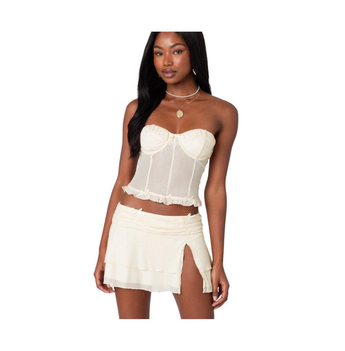 Edikted Womens Jojo Strapless Sheer Mesh Corset Top Product Image