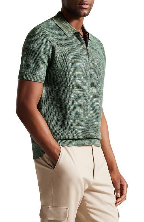 Ted Baker London Blossam Textured Quarter Zip Polo Sweater Product Image