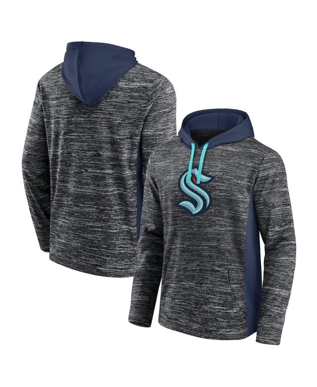 Mens Fanatics Branded Charcoal/Deep Sea Blue Seattle Kraken Instant Replay Space-Dye Pullover Hoodie Product Image