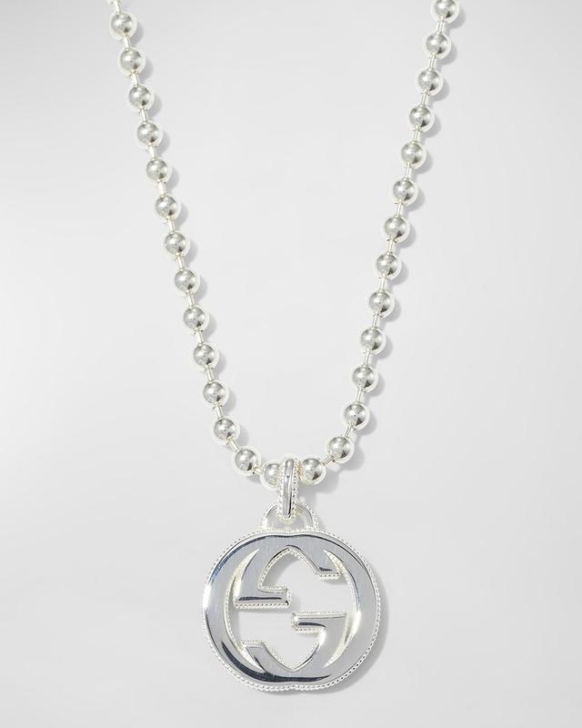 Mens Interlocking Sterling Silver Necklace Product Image