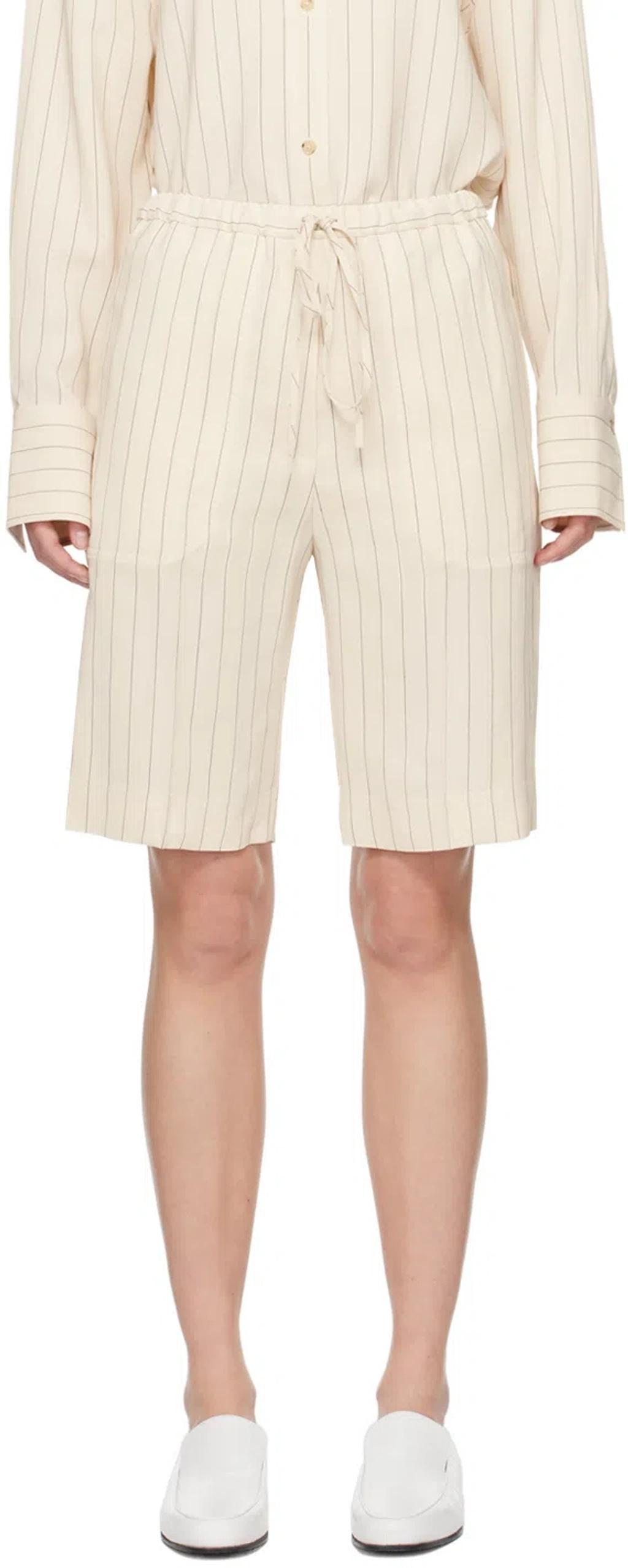 Beige Relaxed Shorts In Cream Product Image