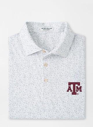 Peter Millar Mens Texas A&M Blitz Performance Polo | Color: White / Gale Grey | Size: S Product Image