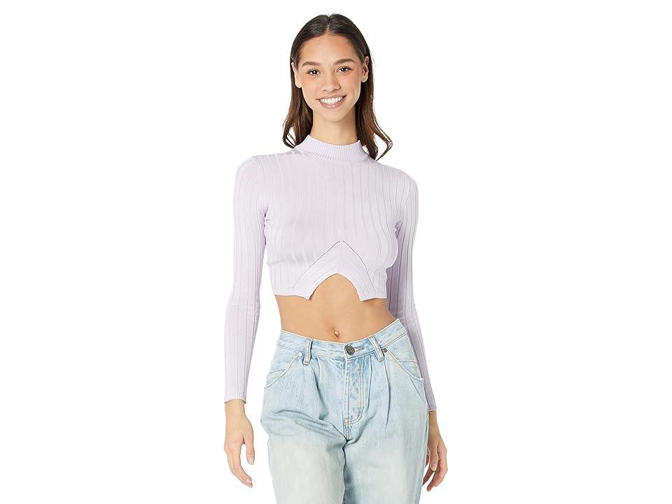 Madden Girl Mock Neck Cutout Front Pullover (Lavender Fog) Women's Clothing product image