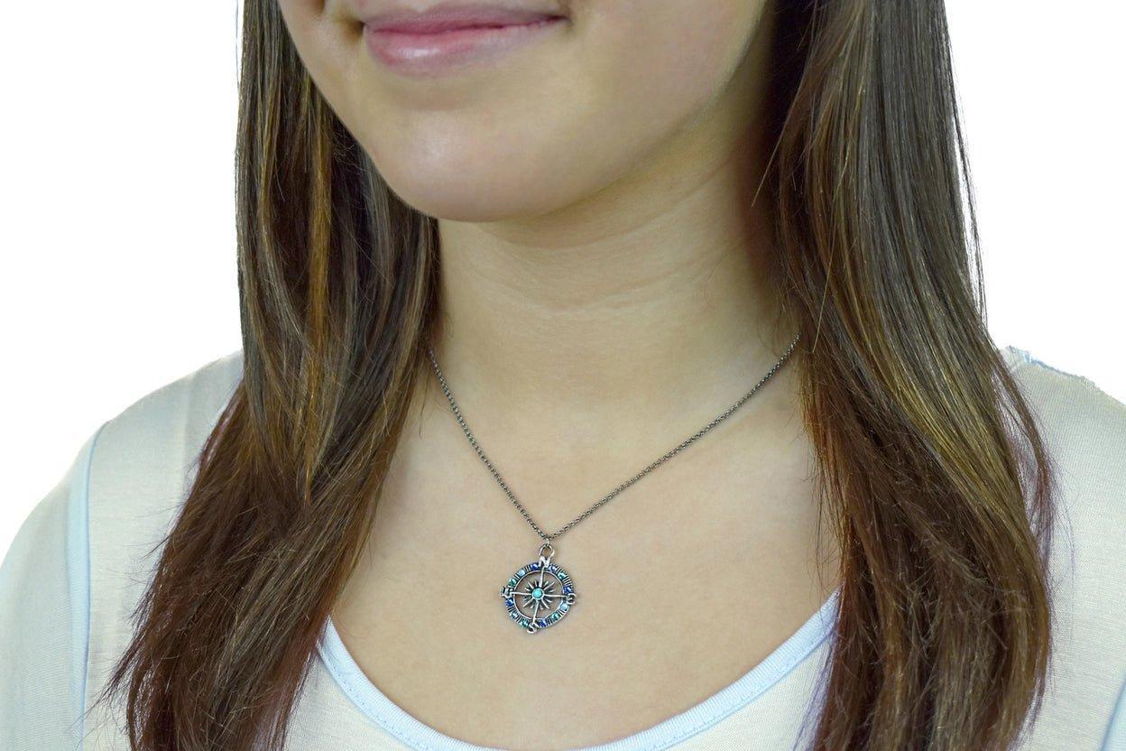 Multi Blues Compass Pendant Necklace Product Image