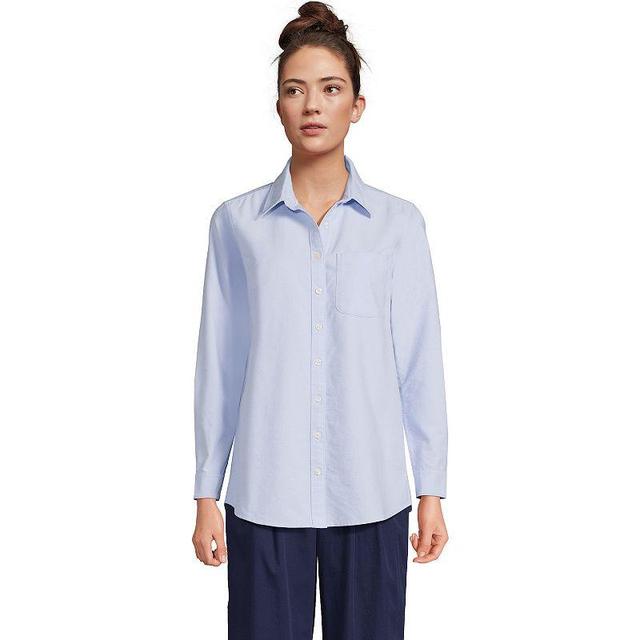 Petite Lands End Long Sleeve Button-Down Oxford Shirt, Womens Product Image