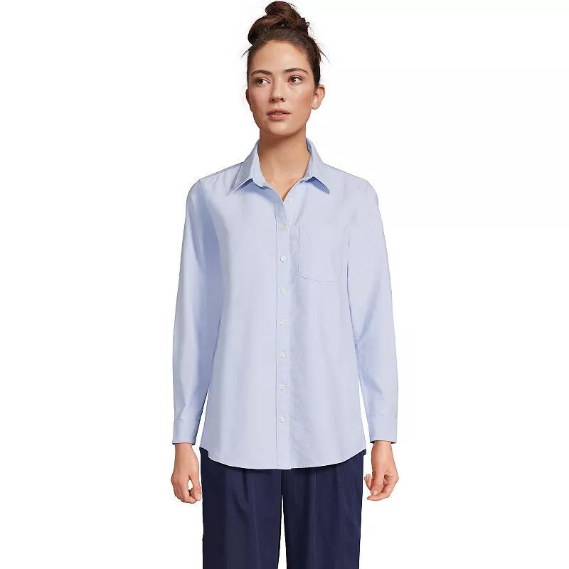 Petite Lands End Long Sleeve Button-Down Oxford Shirt, Womens Product Image