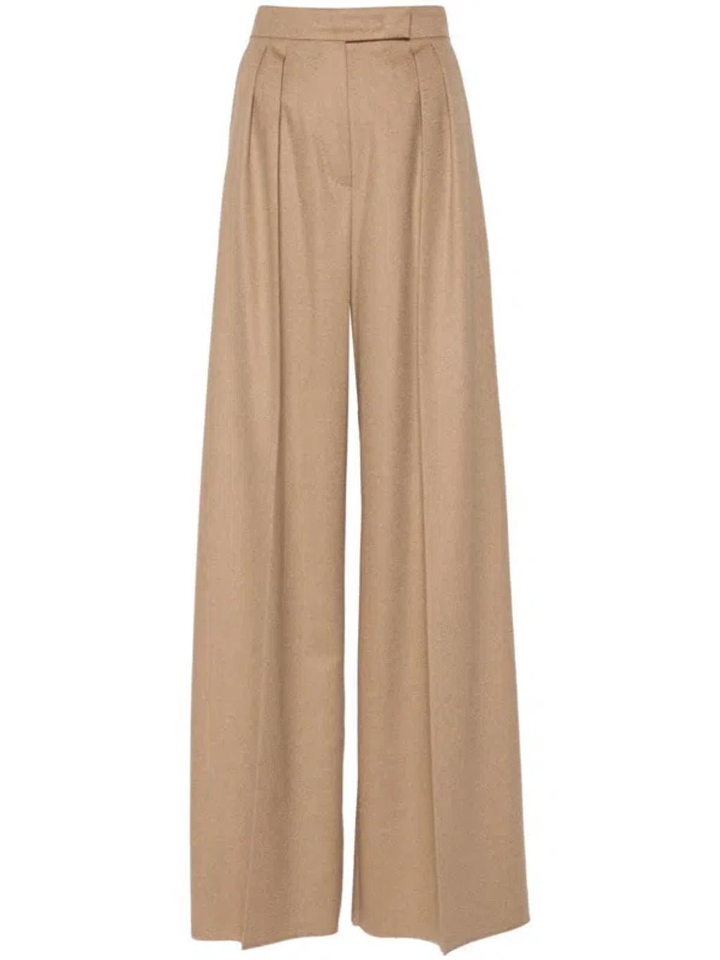 MAX MARA Camel Hair Wide-leg Trousers In Beige Product Image