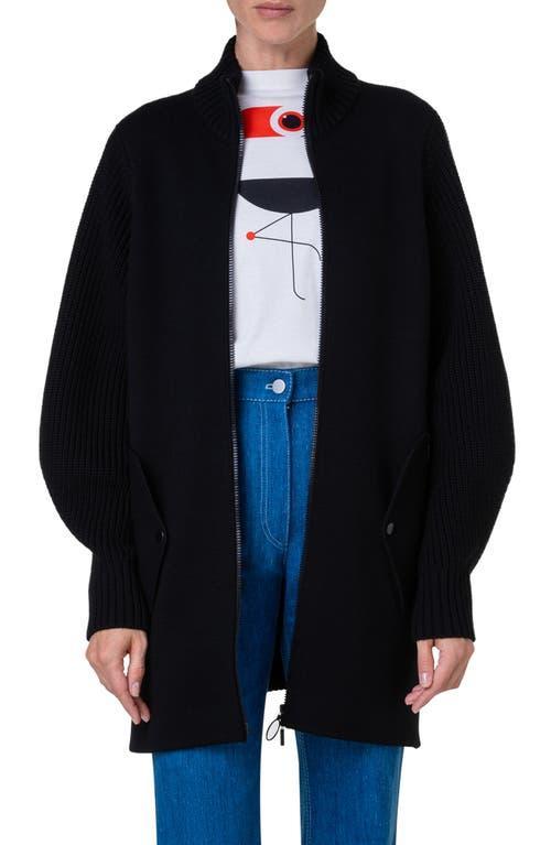 Akris punto Mixed Media Stretch Wool Zip Jacket Product Image