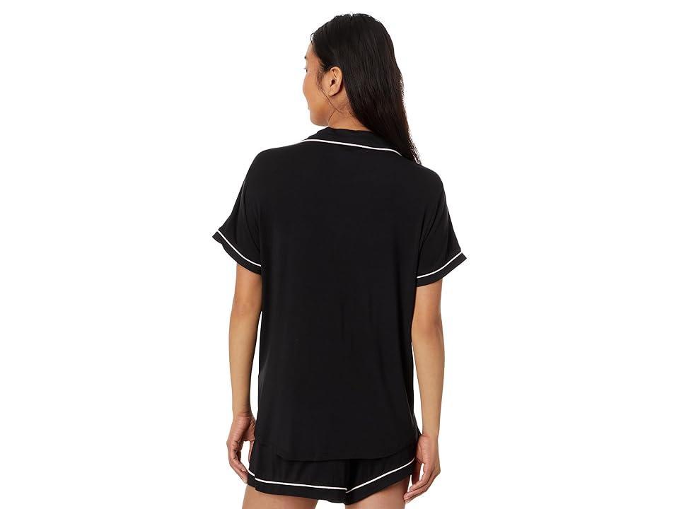 Womens Short Sleeve Modal Knit Notch Short Pajama Set Product Image