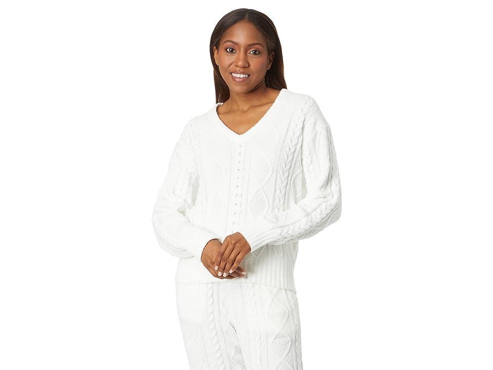 P.J. Salvage Cable Crew Knit Sweater (Ivory) Women's Sweater Product Image