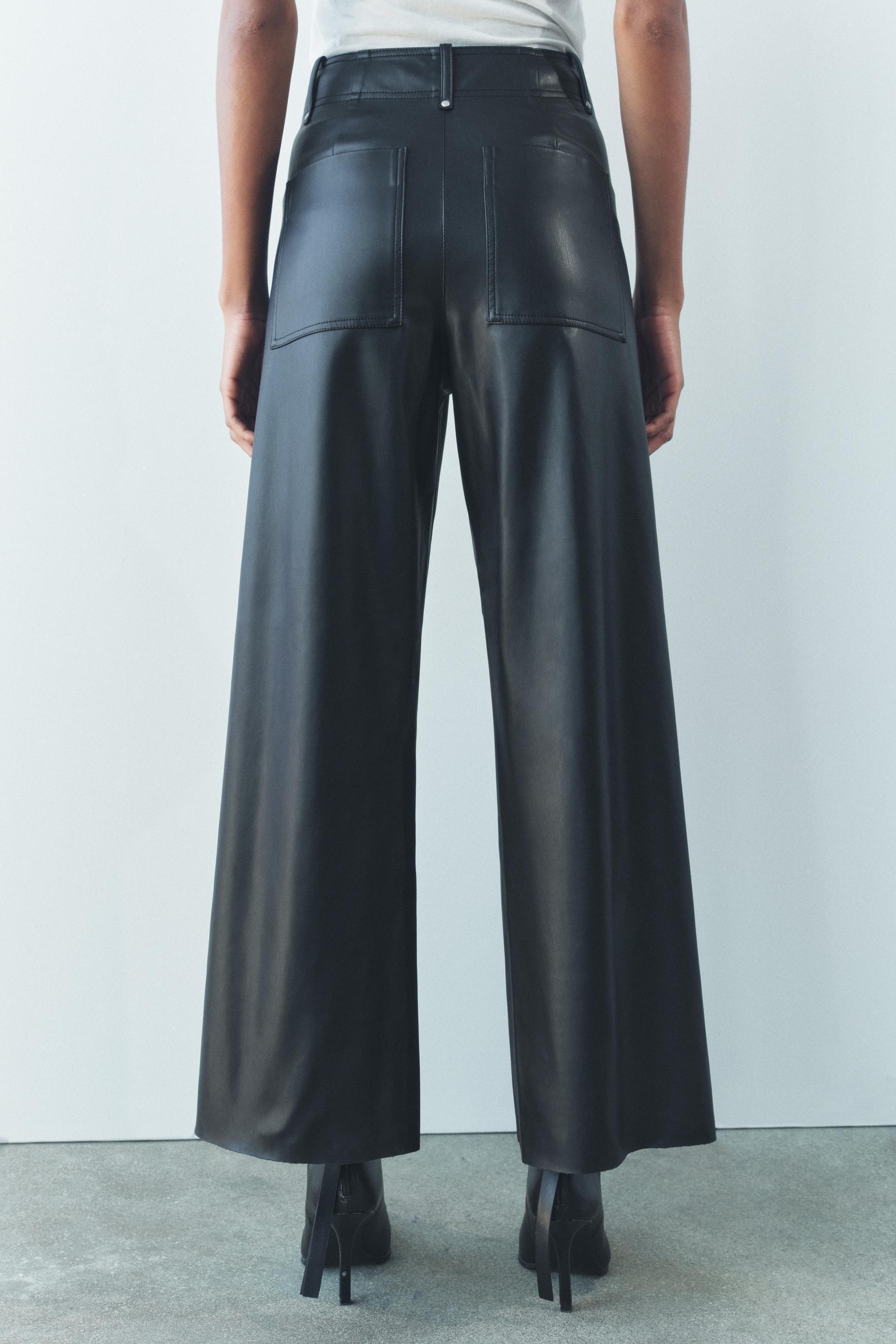 FAUX LEATHER WIDE LEG PANTS ZW COLLECTION Product Image