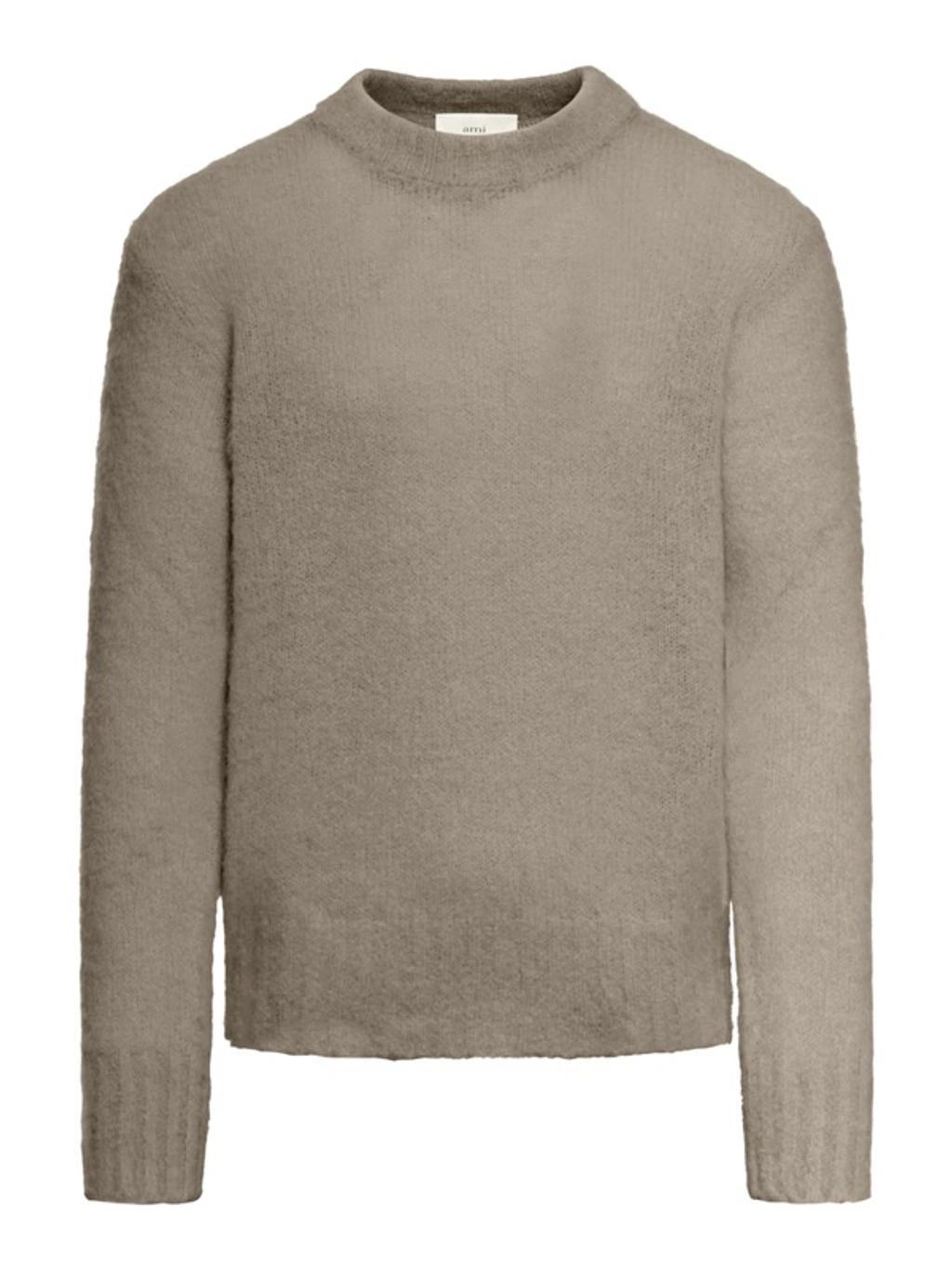 Ami Paris Crewneck Knitted Jumper In Beige product image