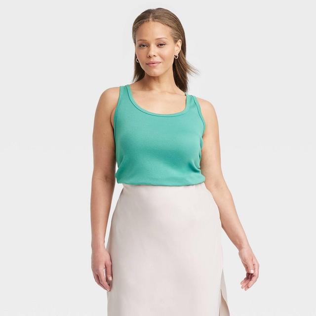 Womens Slim Fit Tank Top - A New Day Teal 2X Product Image