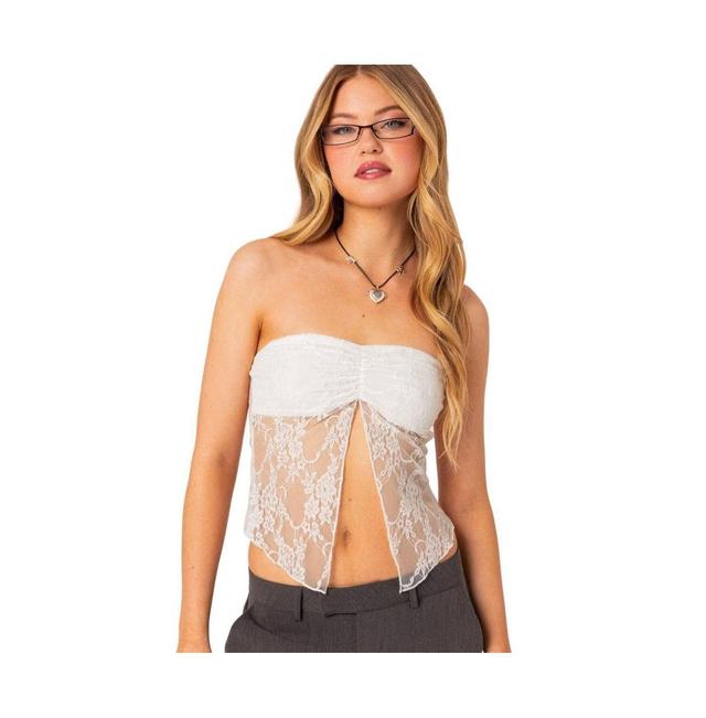 Edikted Womens Twilight Sheer Lace Split Front Top Product Image