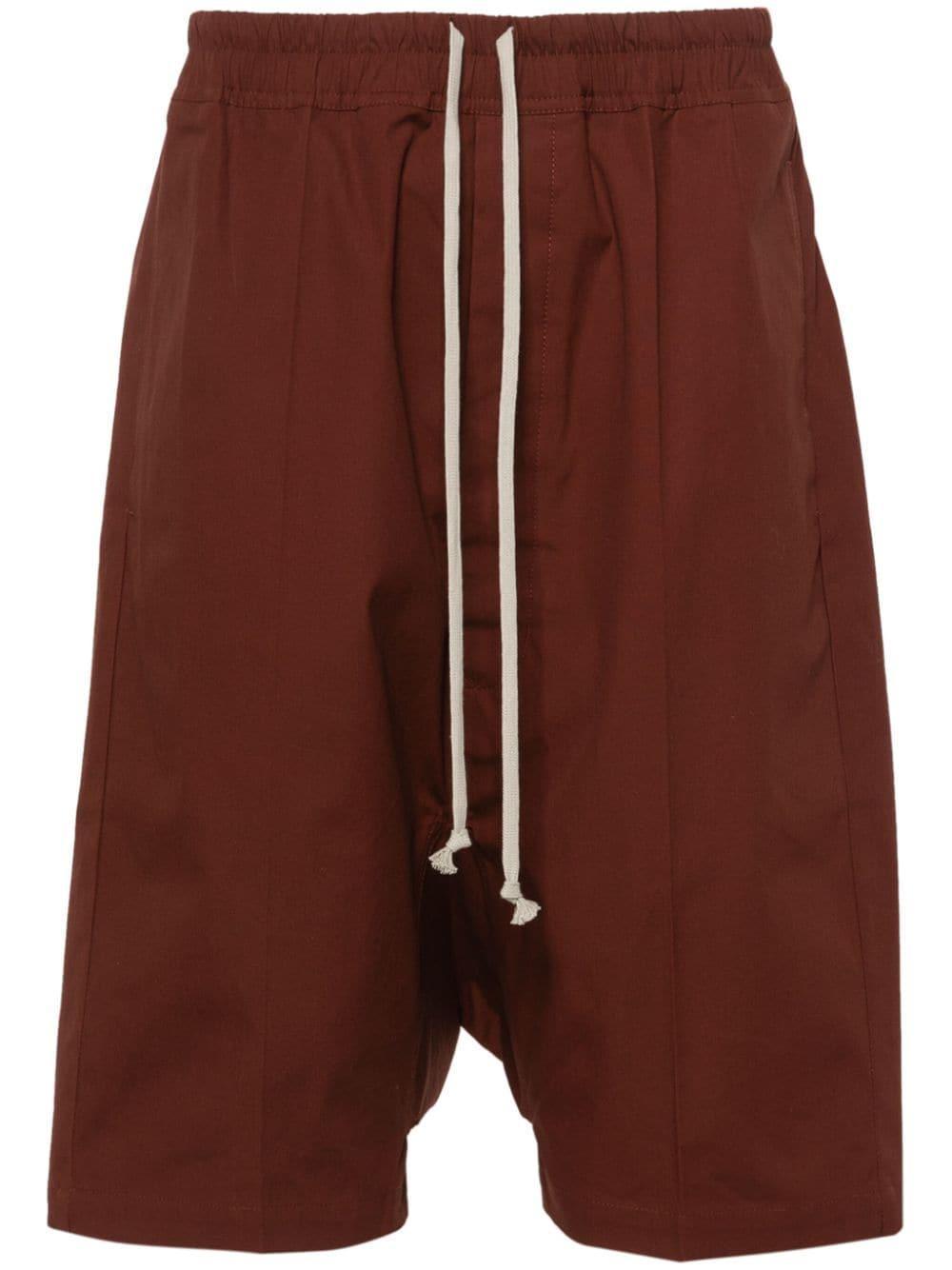 RICK OWENS Pods Drop-crotch Shorts In Brown Product Image