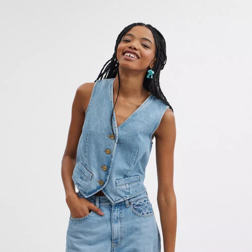 Denim Vest In Organic Cotton Product Image