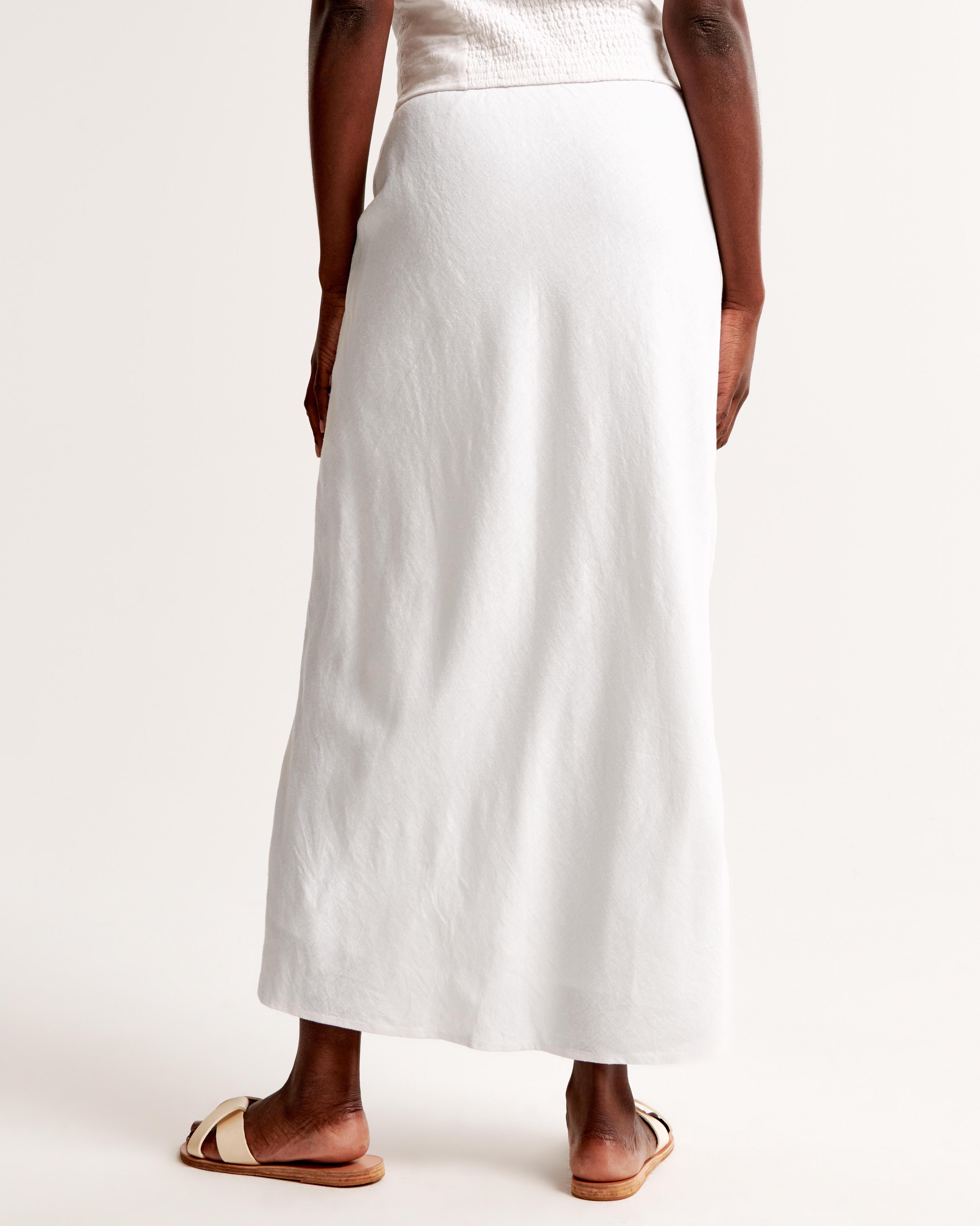 Linen-Blend Column Maxi Skirt Product Image