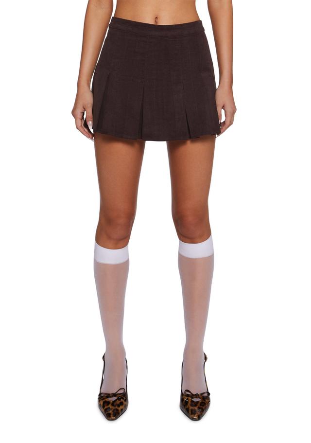 Motel Corduroy Pleated Mini Skirt - Brown Product Image