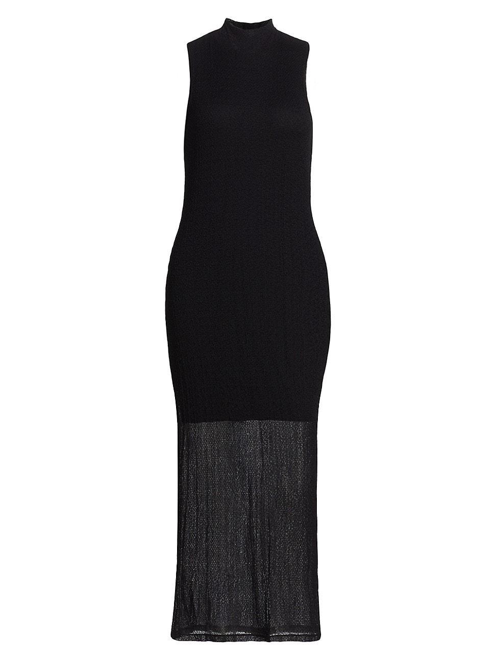 Womens Mesh Mockneck Sleeveless Maxi-Dress Product Image