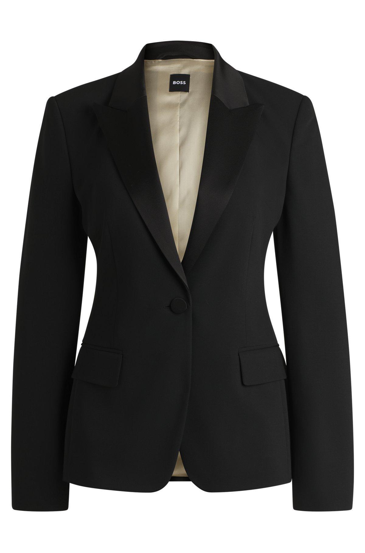 Slim-fit tuxedo jacket with satin trims Product Image