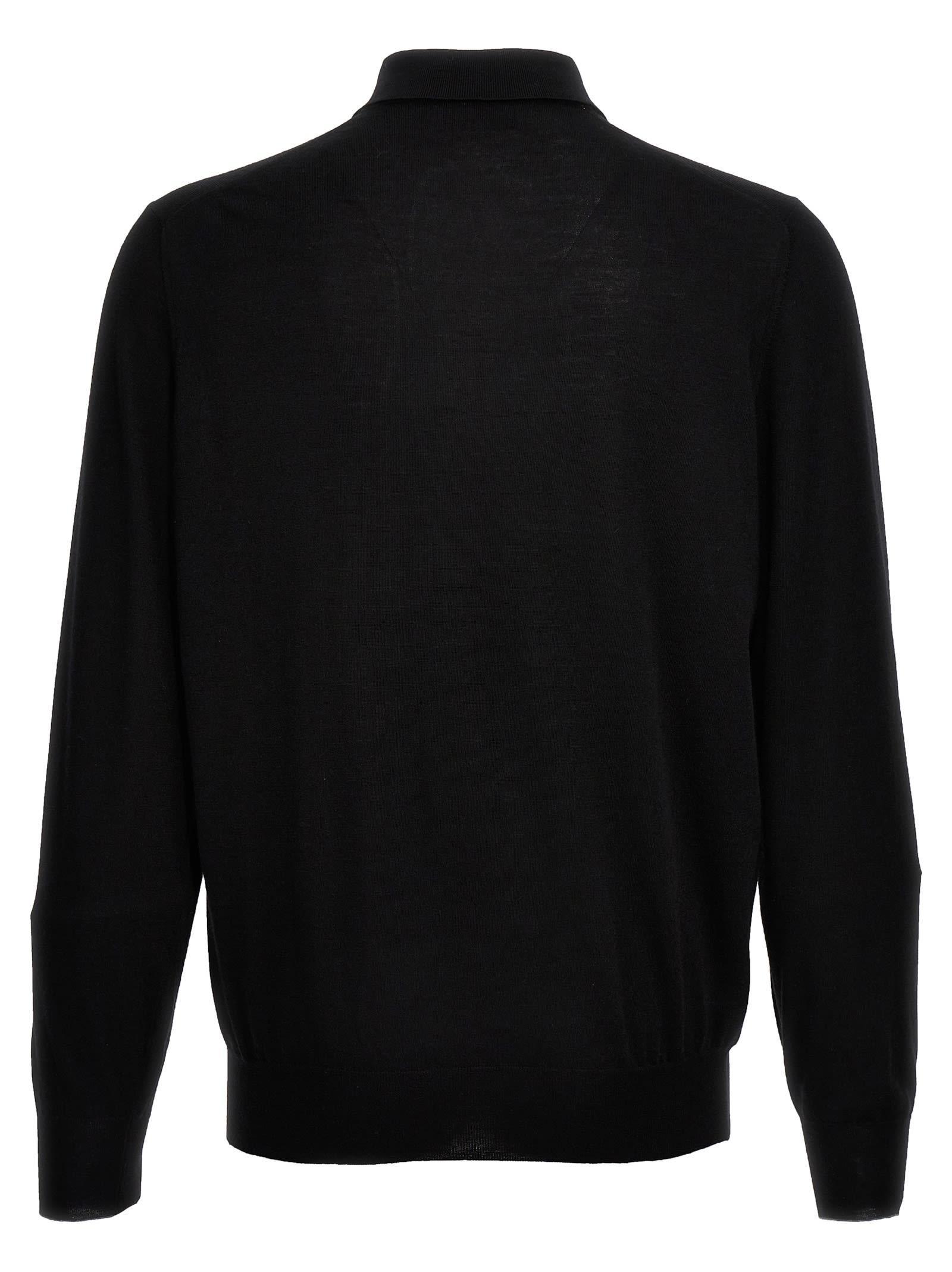 BRUNELLO CUCINELLI Knitted Polo Shirt In Black Product Image