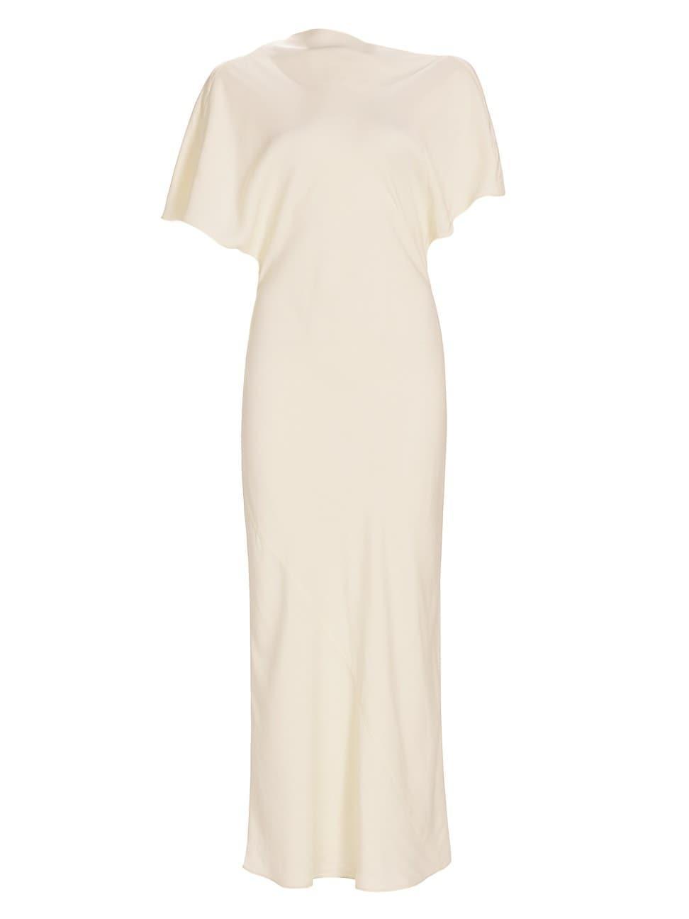 Womens Draped Satin Midi-Dress Product Image