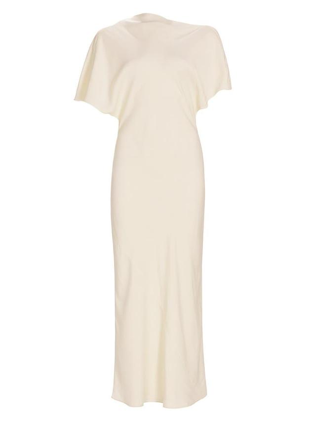 Womens Draped Satin Midi-Dress Product Image