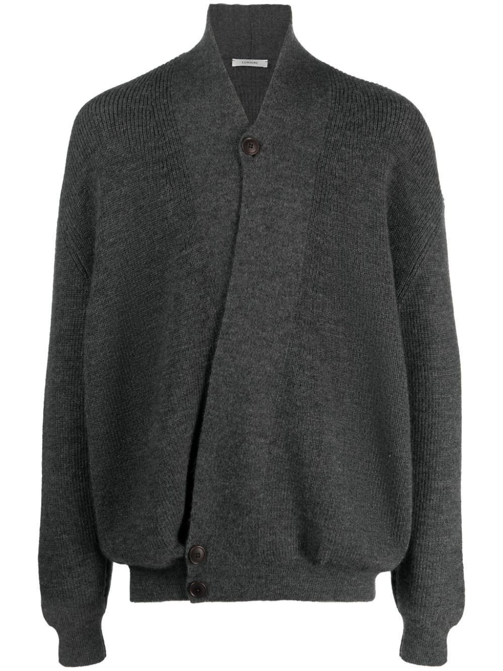 LEMAIRE Alpaca Wool-blend Wrap Cardigan In Gray Product Image