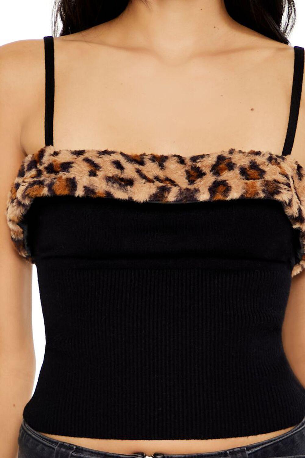 Leopard Faux Fur Sweater-Knit Cami | Forever 21 Product Image