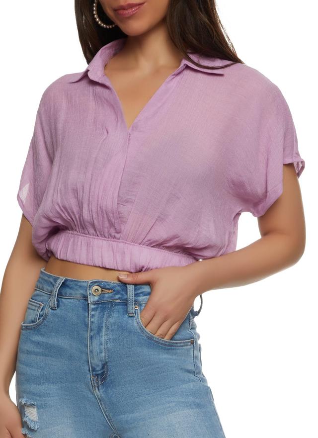 Womens Elastic Waistband Cropped Shirt Product Image