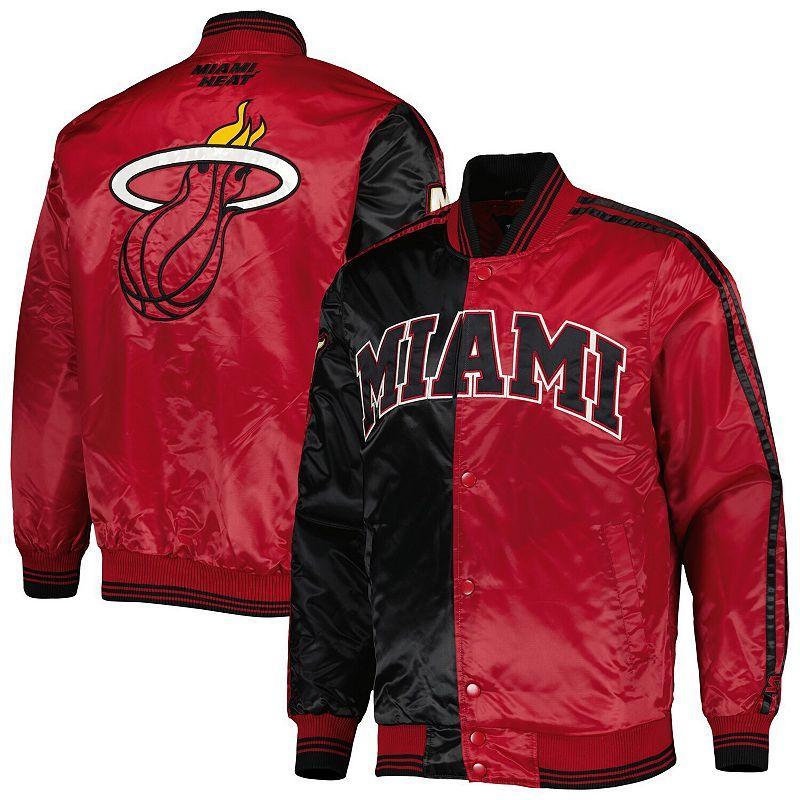 Mens Starter Black Miami Heat Fast Break Satin Full-Snap Jacket - Black Product Image