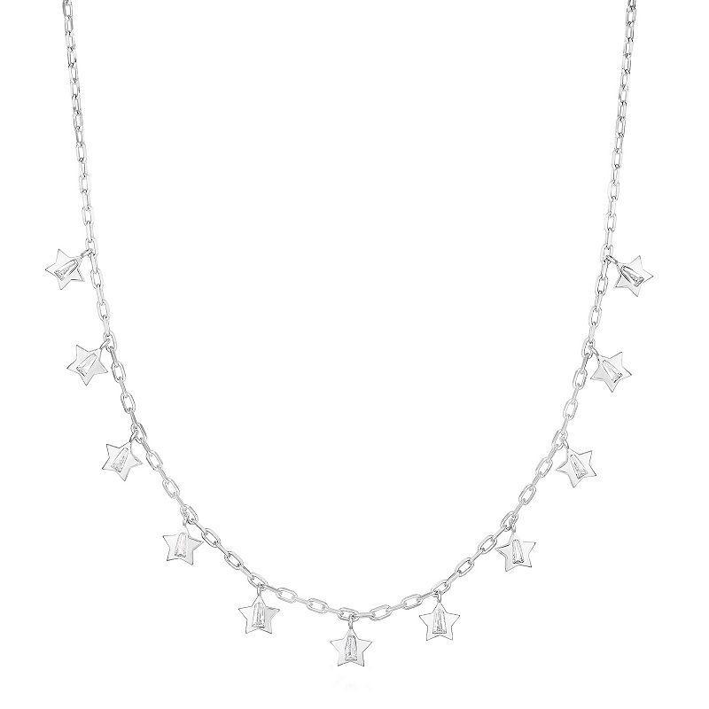 Sunkissed Sterling Cubic Zirconia Star Charm Necklace, Womens Silver Tone Product Image