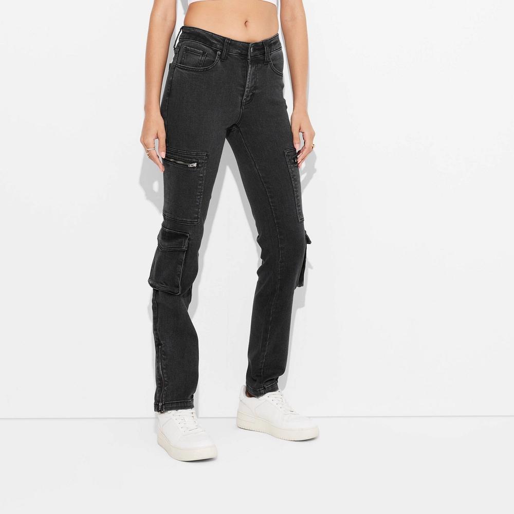 Women's Mid-Rise Slim Cargo Jeans - Wild Fable™ Product Image