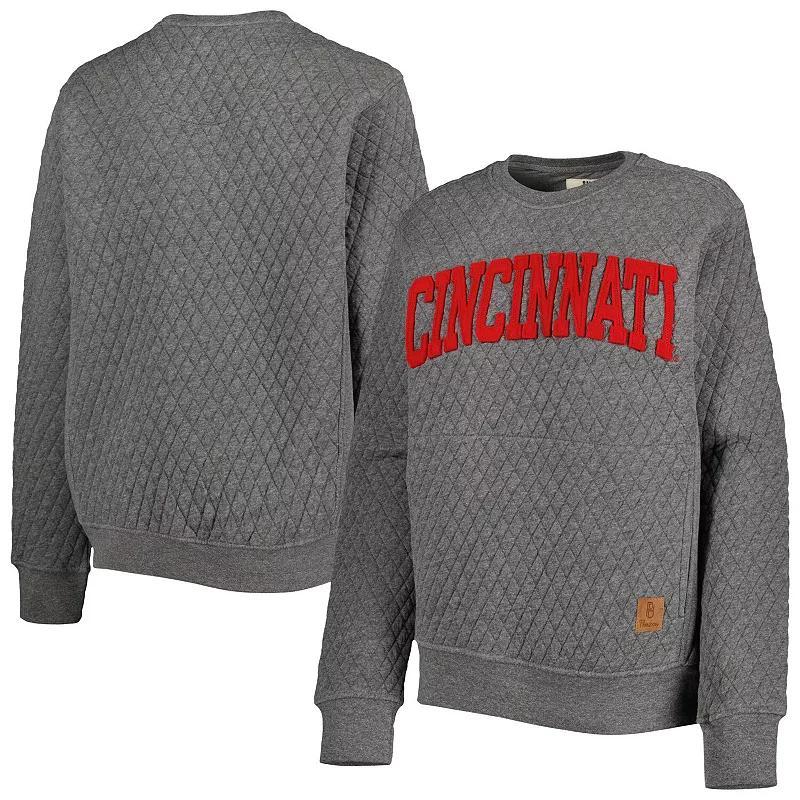 Womens Pressbox Heather Charcoal Cincinnati Bearcats Moose Quilted Pullover Sweatshirt Product Image