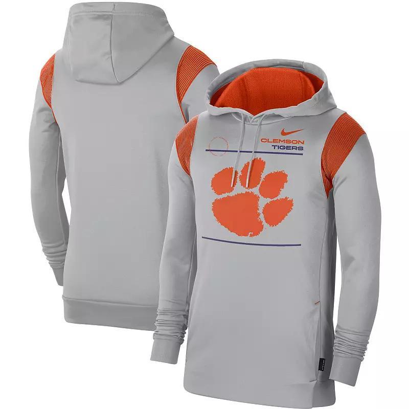 Mens Nike Gray Clemson Tigers 2021 Team Sideline Performance Pullover Hoodie Product Image