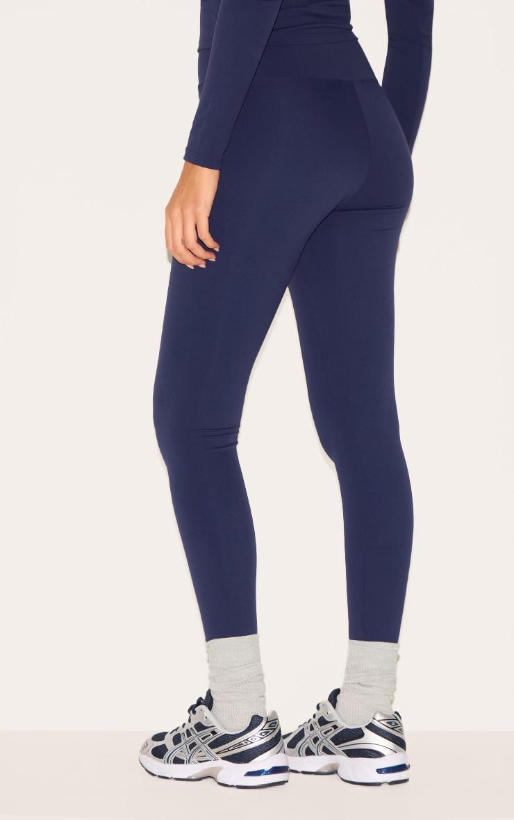 Navy Sculpt Wrap Waist Gym Leggings Product Image