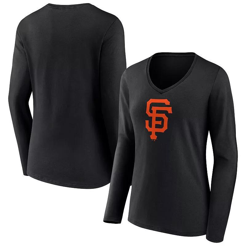 Womens Fanatics Branded San Francisco Giants Official Logo V-Neck Long Sleeve T-Shirt Product Image