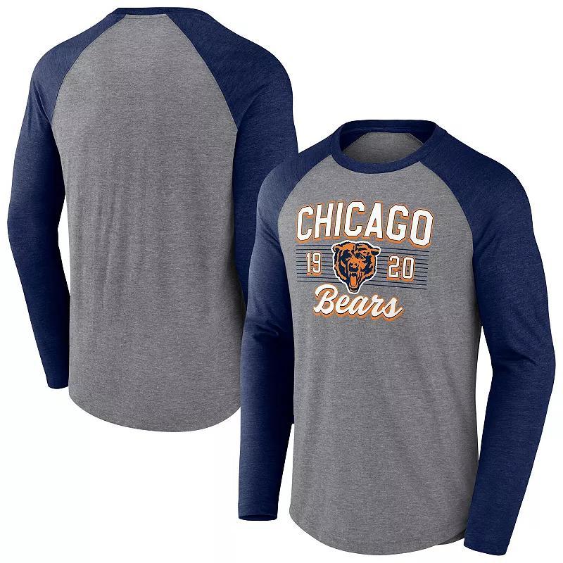 Mens Fanatics Heather Gray Chicago Bears Weekend Casual Raglan Long Sleeve T-Shirt Product Image