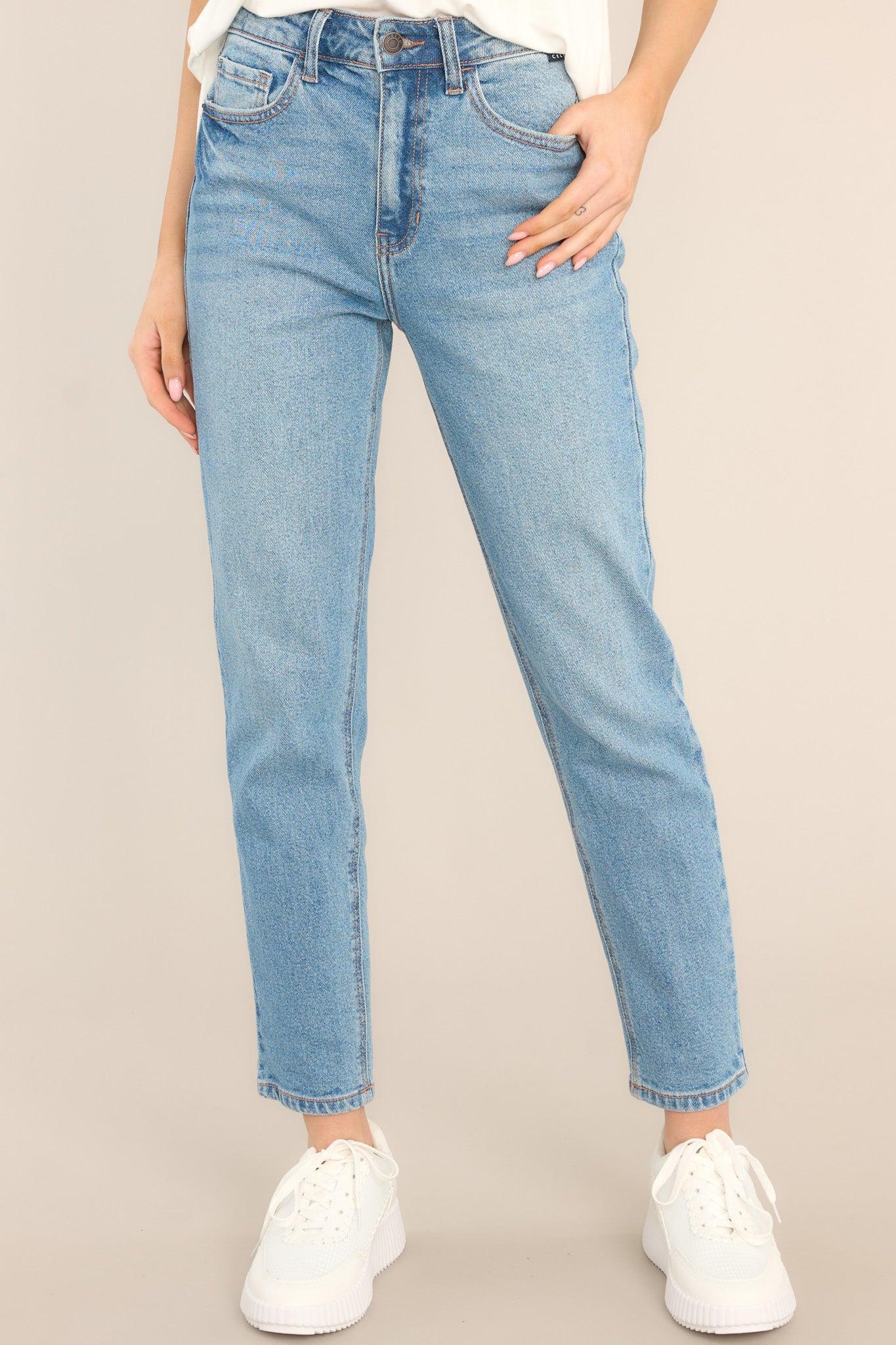 Staple Moment Medium Wash Straight Leg Jeans Blue Product Image