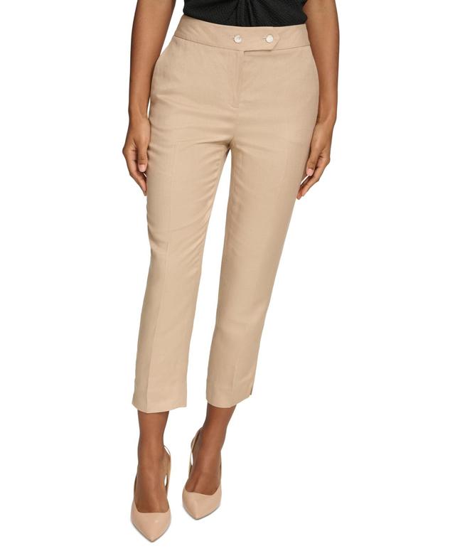 Calvin Klein Womens Linen-Blend Slim-Leg Ankle Pants Product Image